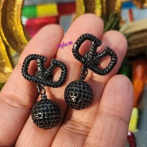 Glam Black Crystal Drop Earrings